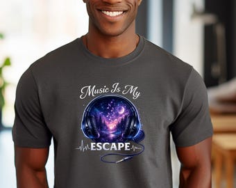 Maglietta "La musica è la mia via di fuga: cuffie Galaxy" - Regalo per amanti della musica e DJ