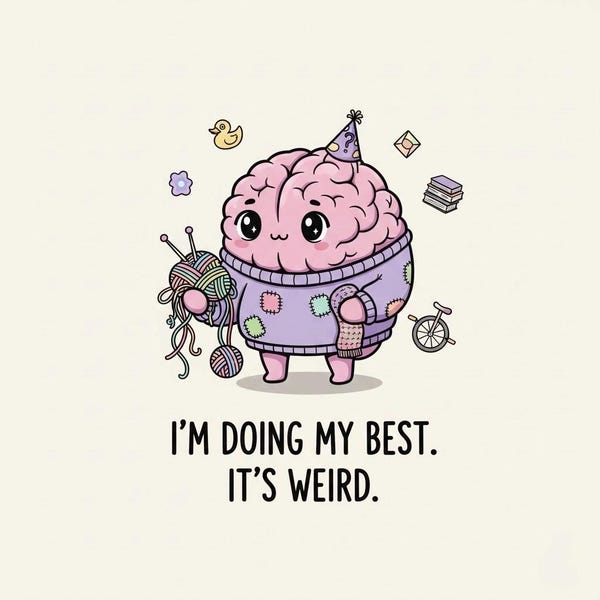 Funny Brain Card, Relatable Humor, Encouragement Greeting Card