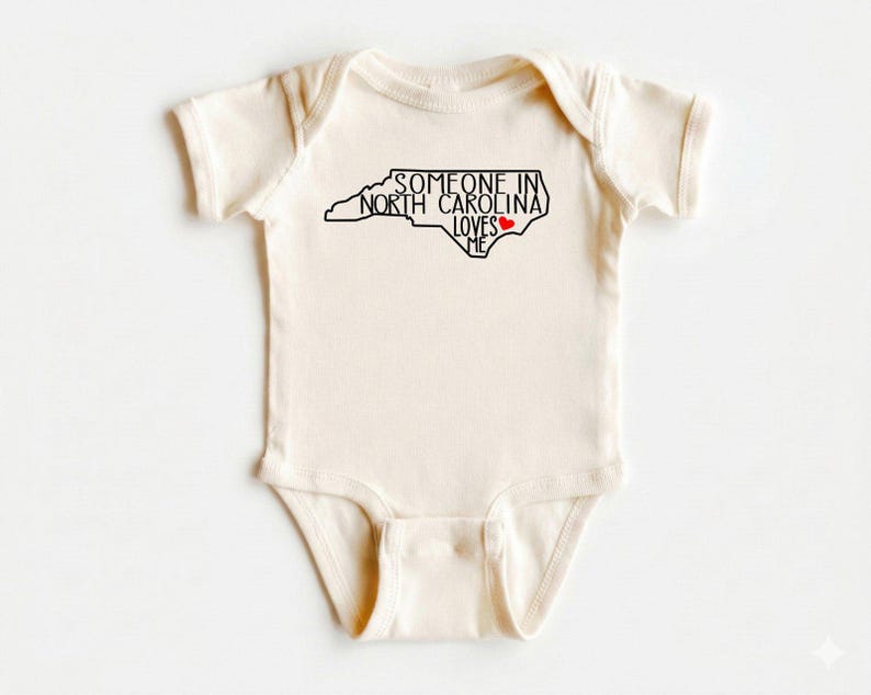 Baby Shower Gifts, Someone In North Carolina Loves Me Onesie®, Cute Baby Shirt, Loved Baby T-shirt, State Baby Bodysuit, Baby Natural Tee image 2