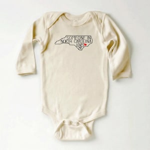 Baby Shower Gifts, Someone In North Carolina Loves Me Onesie®, Cute Baby Shirt, Loved Baby T-shirt, State Baby Bodysuit, Baby Natural Tee image 5