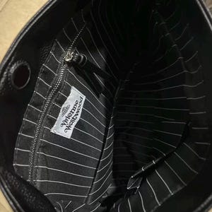 Nana Anime black leather tote bag embossed logo image 3
