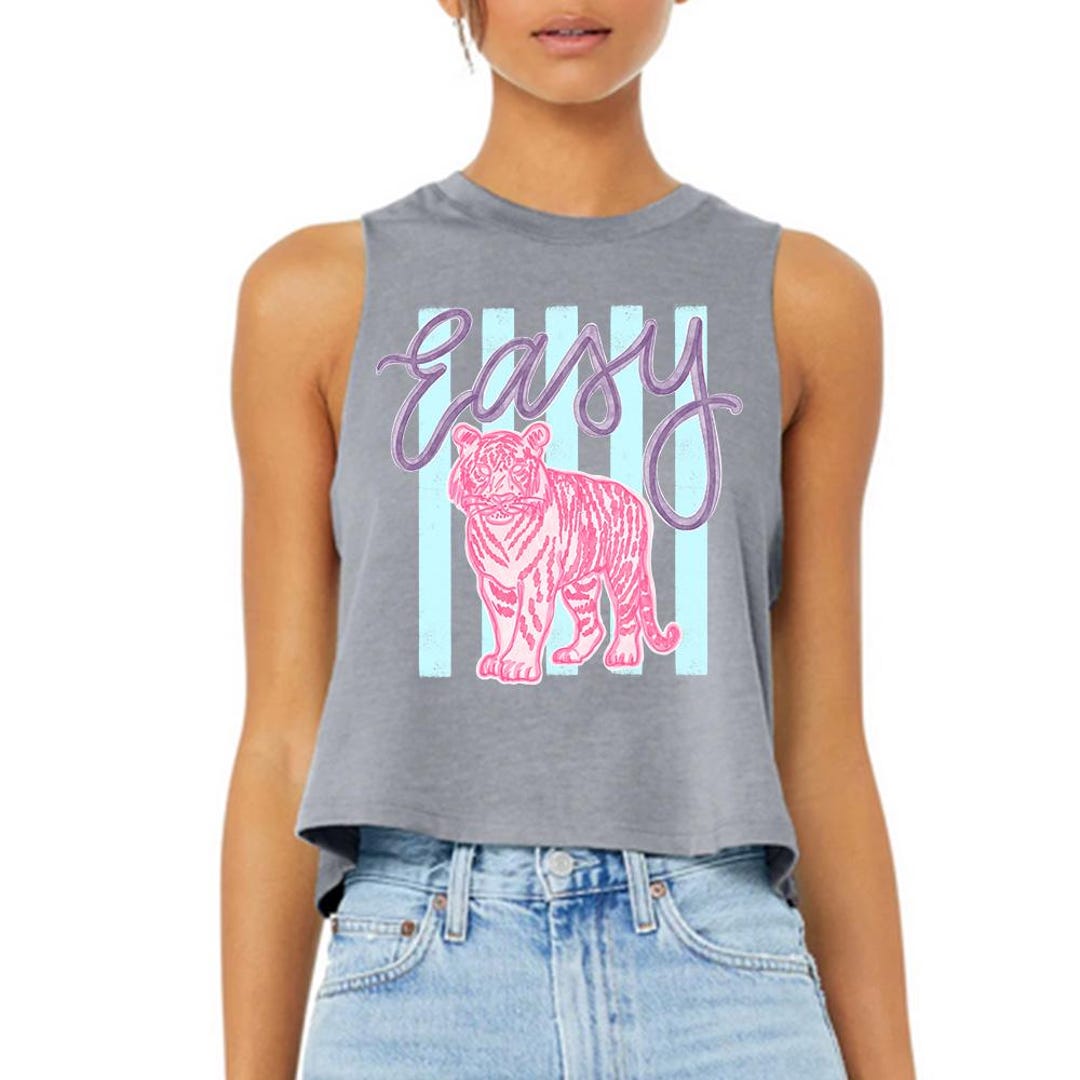 Easy Striped Tiger - Crop Racerback Tank, Everyday Sumer Shirt, Summer ...