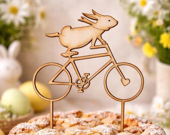 Cake topper, wooden cake topper, cake decoration, topper for cake, Easter cake topper, bicycle cake decoration