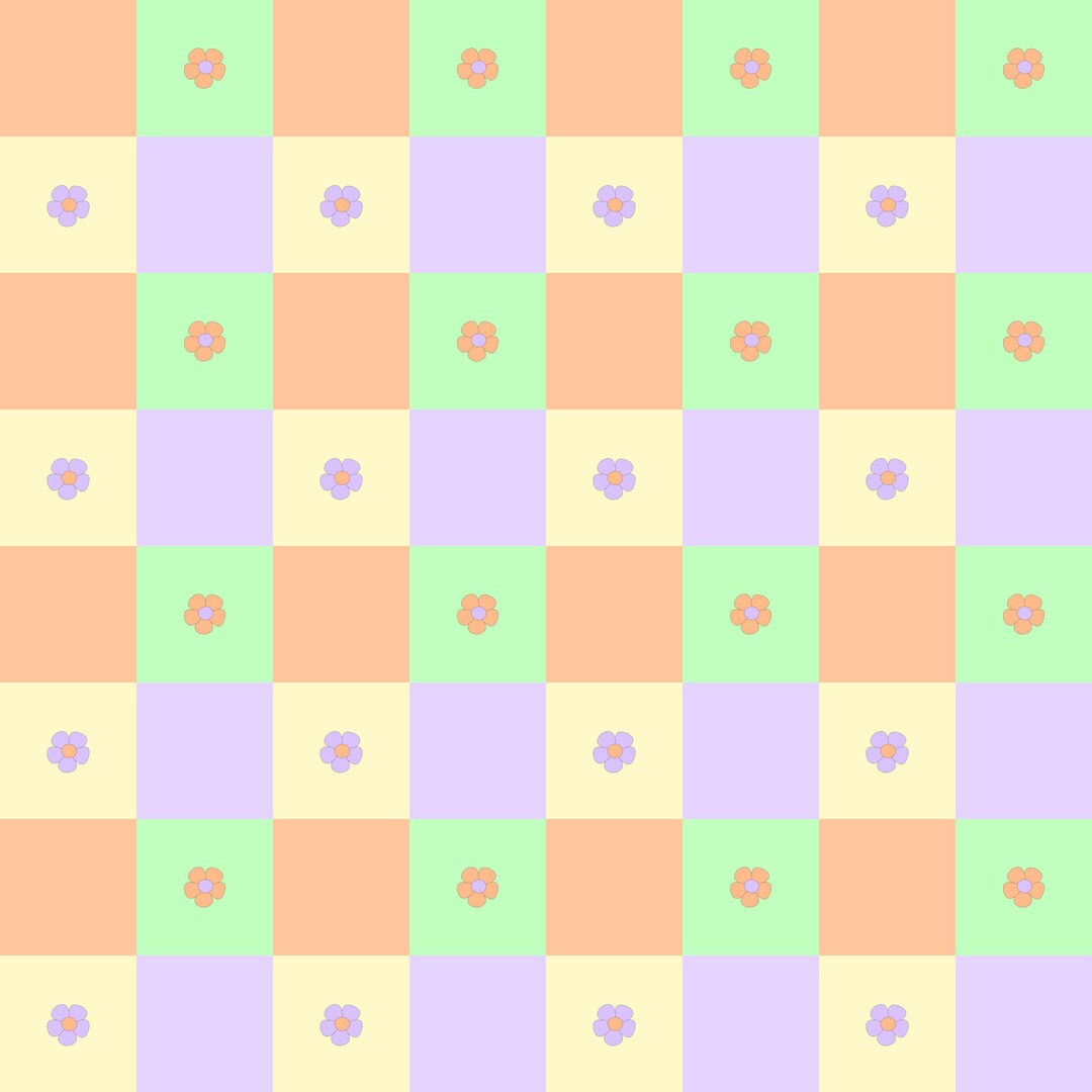 Pastel Checkered Flower Pattern | Seamless Daisy Digital Paper - Etsy