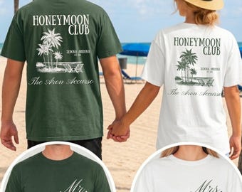 Personalized Couple Honeymoon Club Shirts, Mr and Mrs Shirts, Just Married Gift, Matching Newlywed Tees, His and Hers Gift, Anniversary Gift
