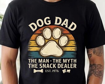 Custom Dog Dad Snack Dealer Shirt, Funny Dog Dad Est Year Tee, Father's Day Gift for Dog Dad, Paw Print Hoodie, Dog Lover Papa Gift