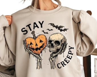 Bee Creepy Sweatshirt, Funny Womens Halloween Shirt, Skeleton Hands Crewneck Tee, Spooky Season Shirt, Halloween Gift, Skull Outfit Gift