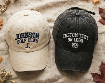 Custom Text Hat, Embroidered Name Cap, Personalized Baseball Hat, Vintage Washed Dad Cap, Christmas Gift, Unisex Adjustable Hat