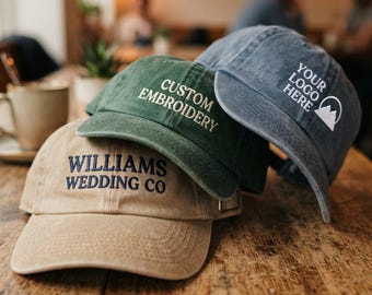 Custom Embroidered Cap, Monogrammed Unisex Hat, Personalized Baseball Cap, Wedding Gift, Custom Text Name Hat, Vintage Cotton Cap