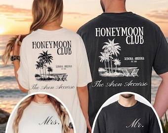 Custom Couple Honeymoon Club Shirts, Matching Mr and Mrs Shirts, Just Married Gift, Newlywed Tees, His and Hers Gift, Anniversary Gift