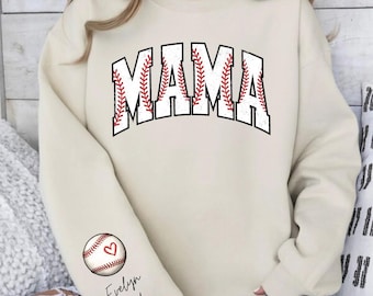 Baseball Mama Sweatshirt with Kids Names, Personalized Baseball Mom Sweatshirt, Baseball Mama Gift, Game Day Mom Hoodie, Mothers Day Gift