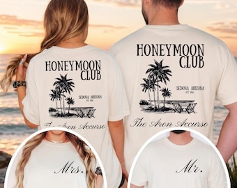 Custom Honeymoon Club Couples Shirts, Mr and Mrs Matching Tees, Just Married Vacation Gift, Newlywed Couple Gift, His and Hers Honeymoon Tee