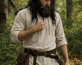 Chemise tunique viking médiévale pour homme, tunique de pirate de la Renaissance en coton, haut de costume GN nordique, vêtements de cosplay celtique, déguisement nordique