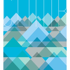 Giclee Wall Art Blue, Mountain Print 8x10, Cubist Series, Home Decor, Wall Print, Giclée