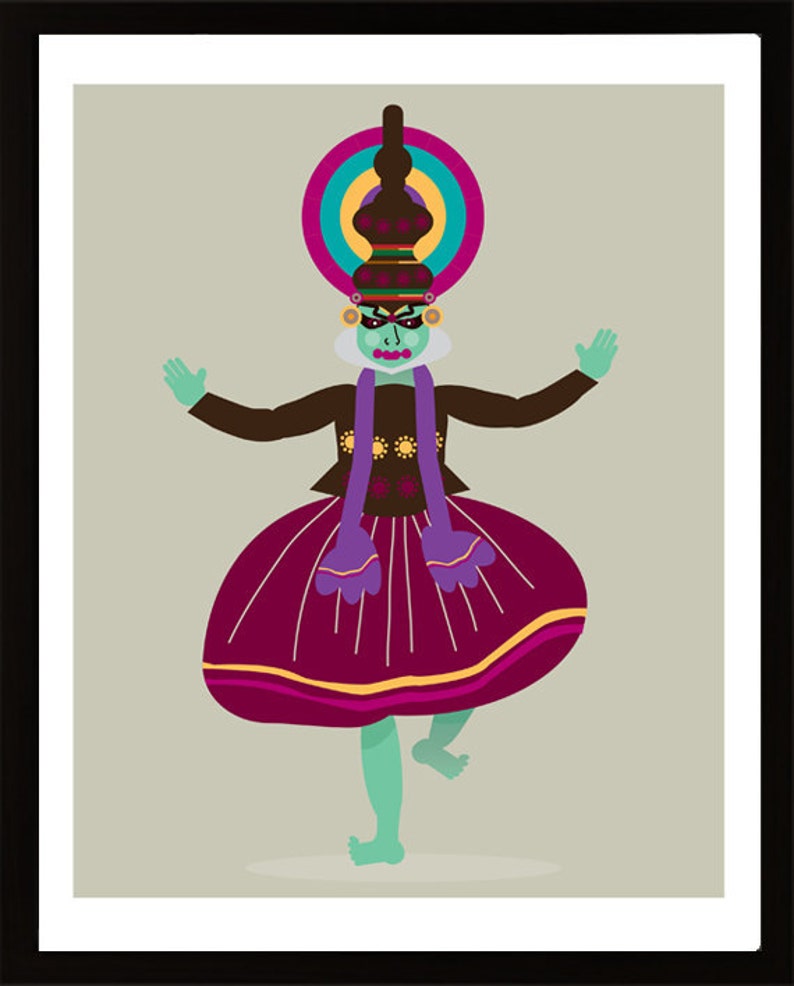 LIMITED EDITION, Indian Art, Contemporary Prints, Kathakali Dancer, India Wall Art, Print 8x10, Home Decor image 2