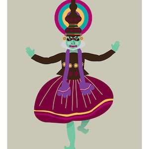 LIMITED EDITION, Indian Art, Contemporary Prints, Kathakali Dancer, India Wall Art,  Print 8x10, Home Decor