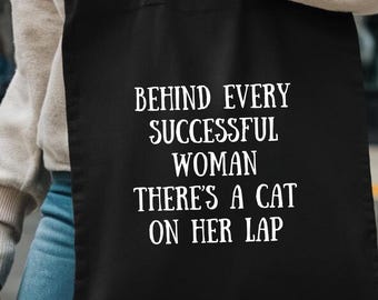 Successful Woman Cat Tote Bag, Funny Cat Lover Gift, Empowering Quote