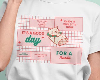 Funny Cat Burrito Shirt, Purrito Tee, Meme Graphic Tee