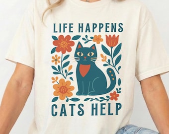 Floral Cat Shirt, Social Worker Therapist Gift, Mental Health Cat Lover Tee
