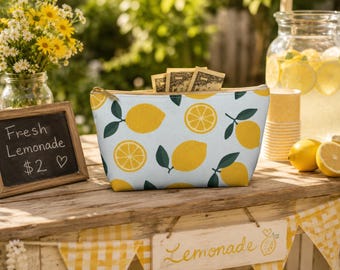 Lemonade Stand Money Pouch, Cash Organizer, Lemon Zipper Coin Bag, Vendor Money Pouch, Kids Business Bag