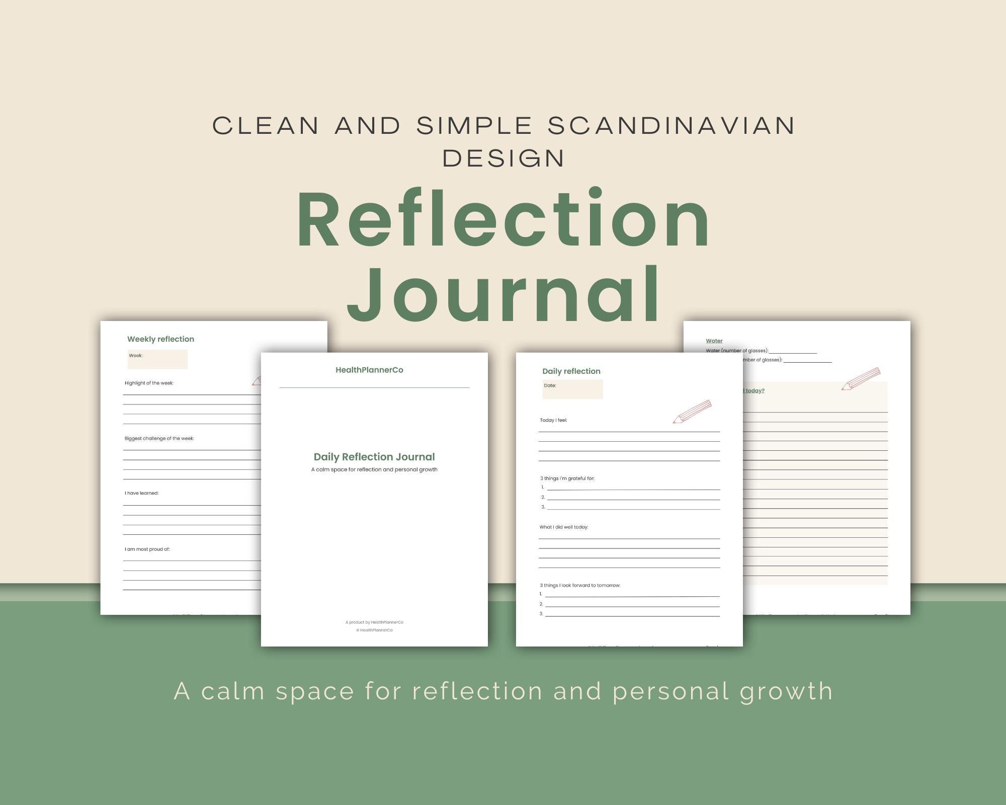 Daily Reflection Journal Printable PDF – Self-care, Gratitude ...