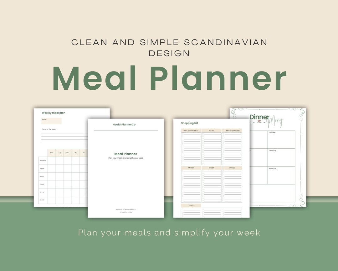 Meal Planner Printable PDF – Weekly Menu, Grocery List & Recipe Page ...