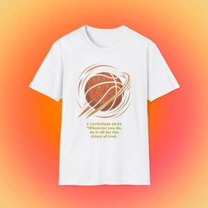 Christian Basketball with Cross Pattern T-Shirt | Scripture Verse Design