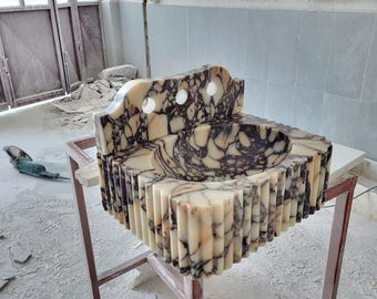 Calacatta Viola Marble Bathroom Sink , Handmade Natural Stone Vanity Basin ,Modern Luxury Washbasin , Italian Marble Bathroom Sink