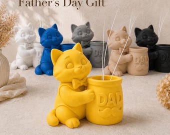 Regalo per la festa del papà per papà amante dei gatti, porta baffi di gatto, statuetta di gatto stampata in 3D, ricordo commemorativo per gatti, regalo per papà amante dei gatti, decorazione per scrivania, regalo