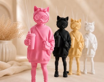 Porte-moustaches de chat – Pot à moustaches de chat mignon – Souvenir pour animaux – Hommage à un animal – Cadeau pour amoureux des chats – Figurine de chat imprimée en 3D, vase décoratif, cadeau pour chat