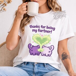Thanks For Being My Fartner PNG, Funny Cat Couple PNG, Valentines Cat PNG, Anniversary Gift Design, Cute Fart Joke Sublimation
