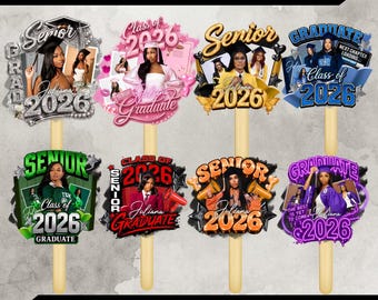 Grad Fan 2026 Canva Editable Template, Graduate Fans Senior, Graduation Sign, Class of 2026 Graduation Paddle, Graduation Fan, DIY Canva