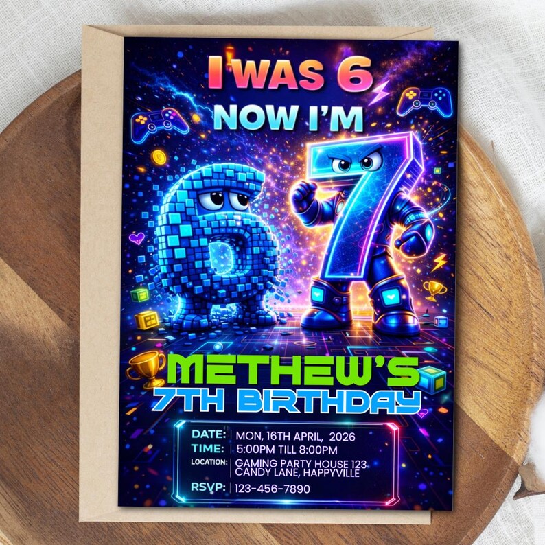 Six Seven Meme Birthday Invitation, 7th birthday invite boy,I Was 6 Now I’m 7 birthday invite, EDITABLE Italian 67 Brainrot Steal A Brainrot