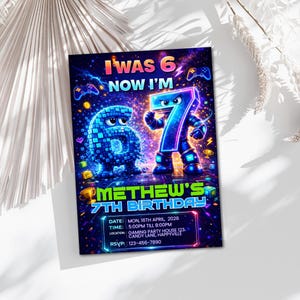 Six Seven Meme Birthday Invitation, 7th birthday invite boy,I Was 6 Now I’m 7 birthday invite, EDITABLE Italian 67 Brainrot Steal A Brainrot