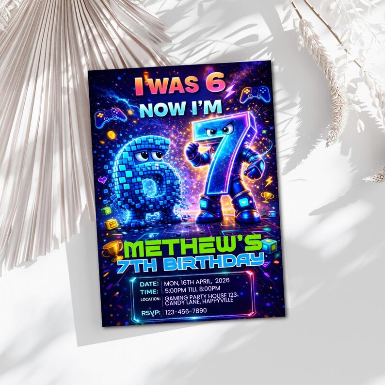 Six Seven Meme Birthday Invitation, 7th birthday invite boy,I Was 6 Now I’m 7 birthday invite, EDITABLE Italian 67 Brainrot Steal A Brainrot