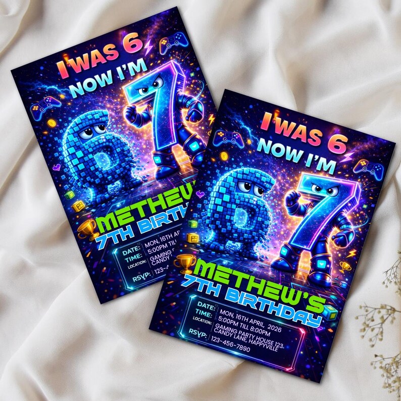 Six Seven Meme Birthday Invitation, 7th birthday invite boy,I Was 6 Now I’m 7 birthday invite, EDITABLE Italian 67 Brainrot Steal A Brainrot