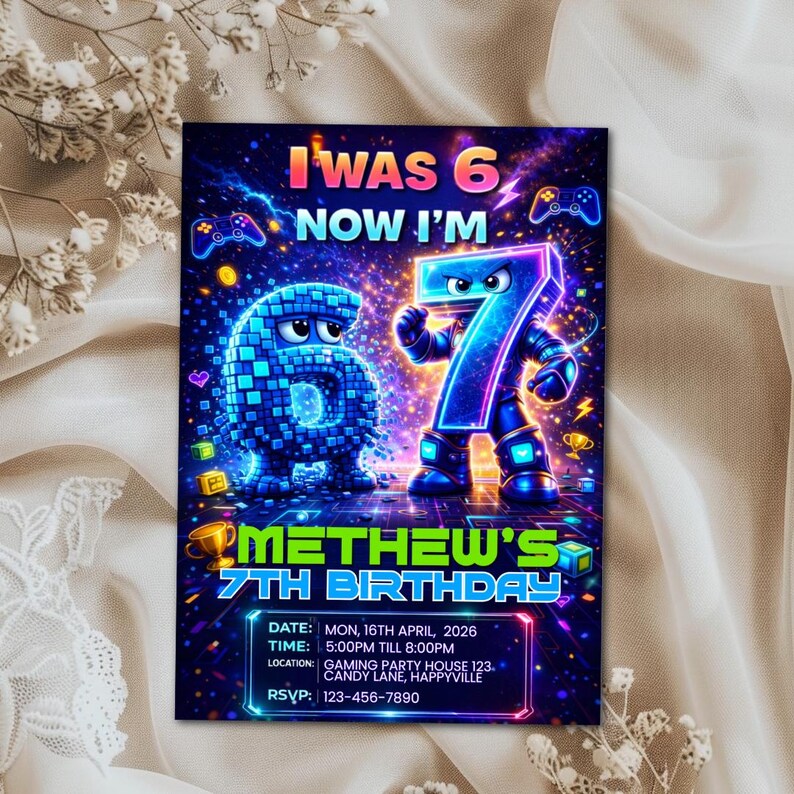 Six Seven Meme Birthday Invitation, 7th birthday invite boy,I Was 6 Now I’m 7 birthday invite, EDITABLE Italian 67 Brainrot Steal A Brainrot