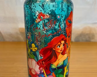 The little mermaid snowglobe lava cup 16oz glass cup