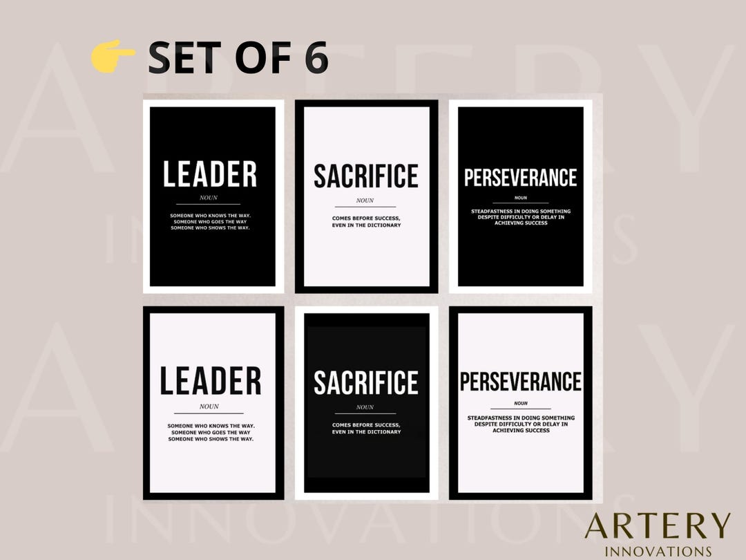 Motivational Quote Prints, Set of 6, Minimalist Office Art (digital ...