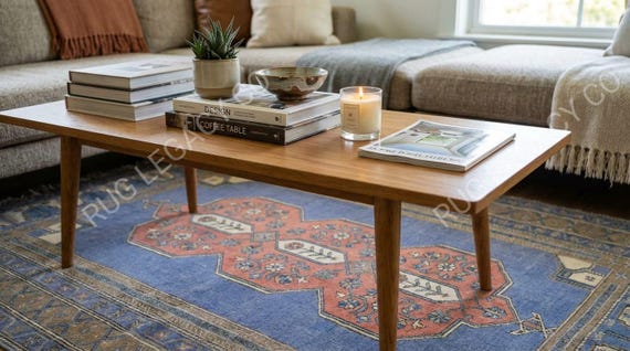 Made in India 10x13 Hand Knotted Oushak Rug, Blue Grey Coral Floral Medallion Rug, Bed Room Rug, Large Area Hand Knotted Rug, Custom Size