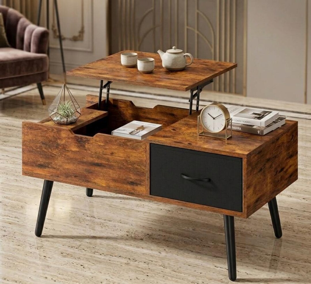 Lift Top Coffee Table Hidden Compartment Storage Table With Foldable ...