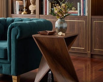 Farmhouse End Table: Rustic Architectural Accent Side Table