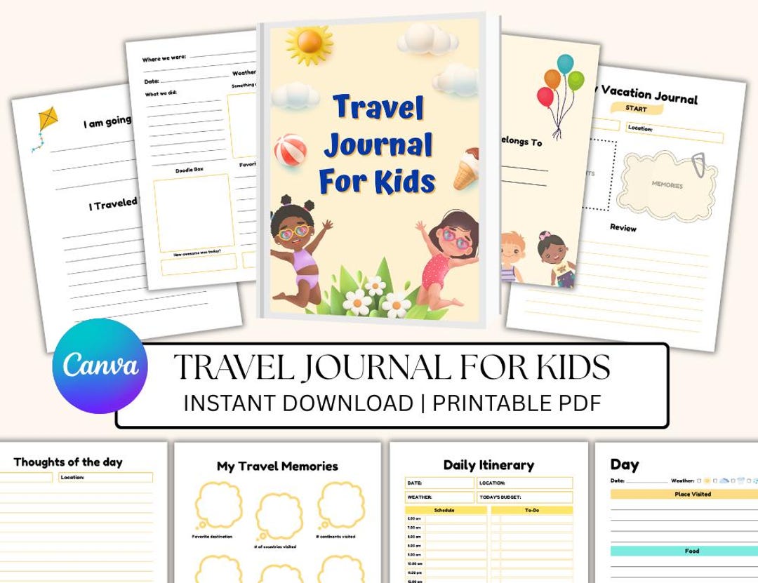 Travel Journal for Kids, Printable Kids Travel Journal, Vacation ...