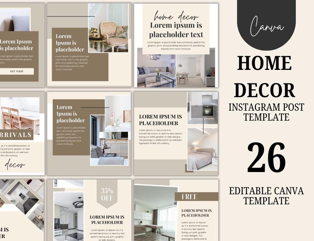 Home Decor Instagram Post Template, Editable Canva Social Media Posts ...