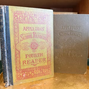 SET of 2 – Appletons' Fourth and Fifth school readers – Antique textbook lot