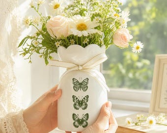 Wazon ceramiczny w kształcie motyla, wazon Cottagecore, botaniczny wystrój z motylami, minimalistyczny wazon, prezent dla miłośnika natury