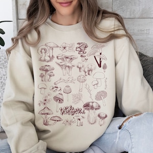 Nature Lover Gift, Mushroom Sweatshirt, Cottagecore Sweatshirt, Botanical Shirt, Gift For Friends, Goblincore Crewneck Sweatshirt, Mushroom