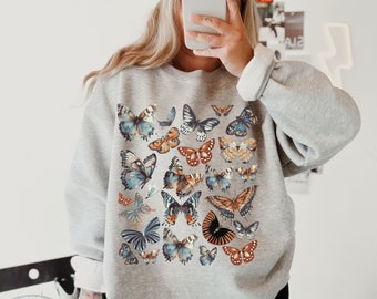 Nature Lover Gift, Butterfly Sweatshirt, Moth Aesthetic sweater, Moth Cottagecore Sweatshirt, Goblincore Clothing, Gift For Friends