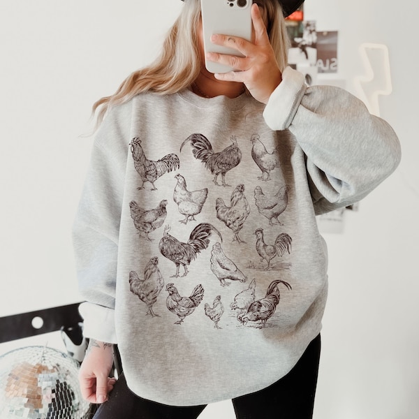 Chicken Sweatshirt, Animal Sweatshirt, Women Chicken Sweatshirt, Gift For Chicken Lovers, Farm Sweatshirt, Cute Sweatshirt, Chicken Shirt