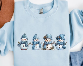 Snowman Sweatshirts,Merry Christmas Sweater,Blue Christmas sweatshirt,Winter Sweatshirt,Christmas Crewneck Sweater,Christmas Sweater Women